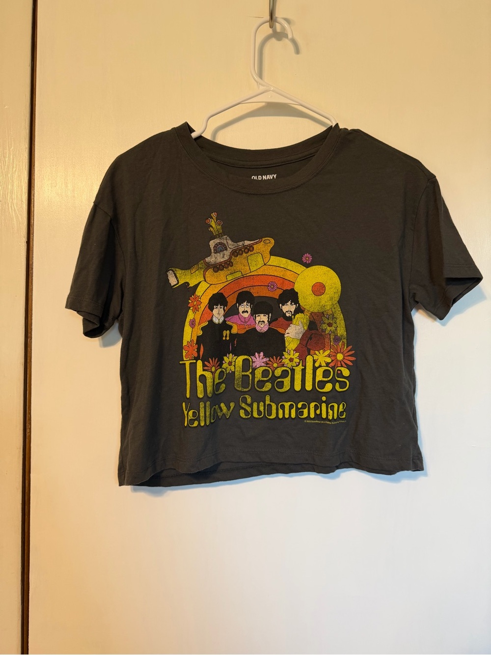 Old Navy dark gray Beatles Yellow Submarine Graphic Crop Tee